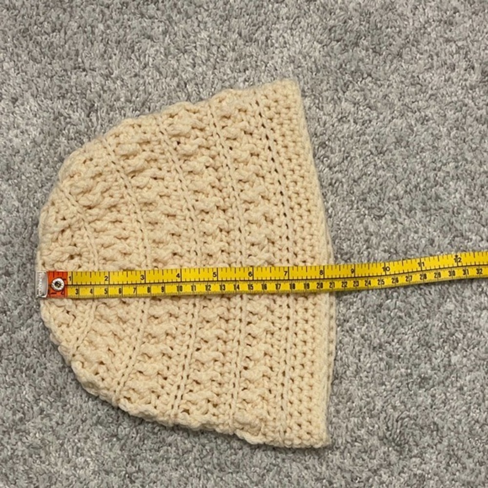 Handmade Cream Crochet Beanie NWOT Never Worn 8.5"‎ from center - Picture 5 of 5